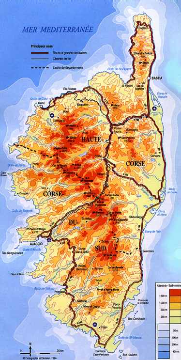 vztyen prst lev ruky - to je mapa Korsiky
